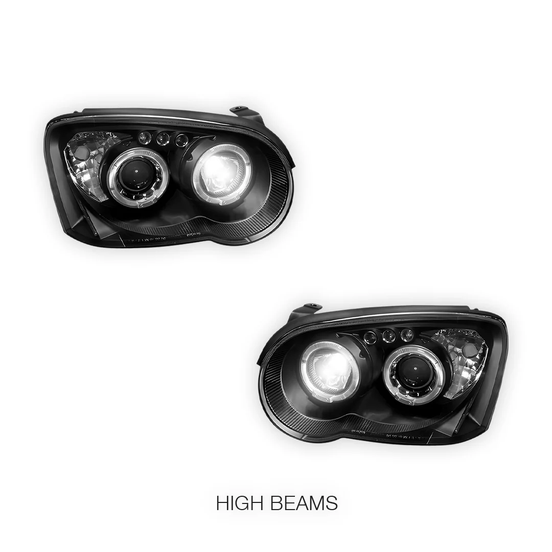 Subaru Impreza WRX STI Sedan / Wagon Blobeye (2003 - 2005) Black Angel Eyes Projector Headlights LH + RH - Image 5