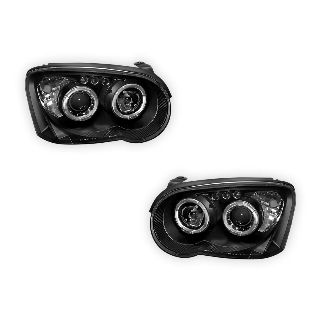 Subaru Impreza WRX STI Sedan / Wagon Blobeye (2003 - 2005) Black Angel Eyes Projector Headlights LH + RH - Image 6