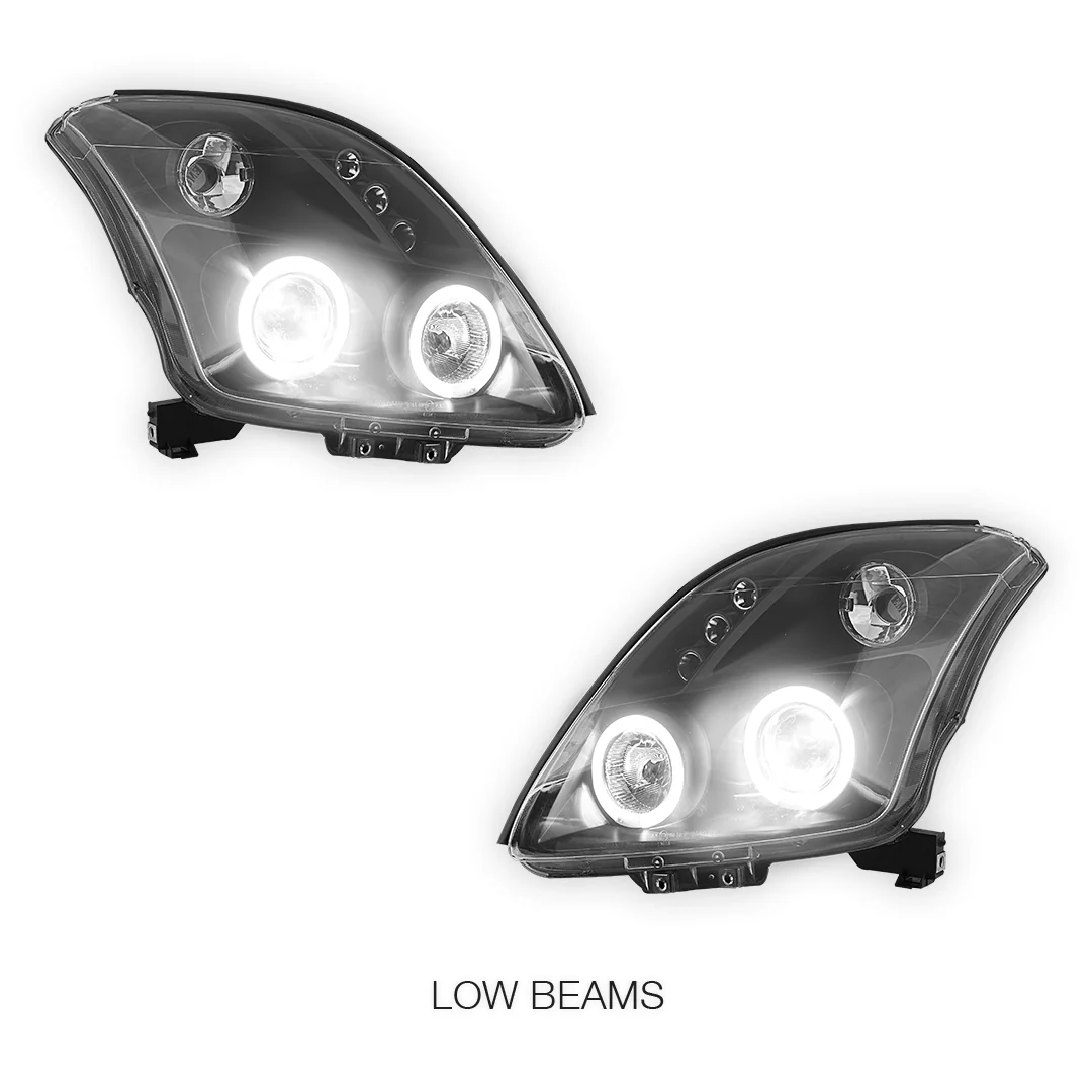 Suzuki Swift EZ (2004 - 2010) Black LED Angel Eyes Projector Headlights LH + RH - Image 5