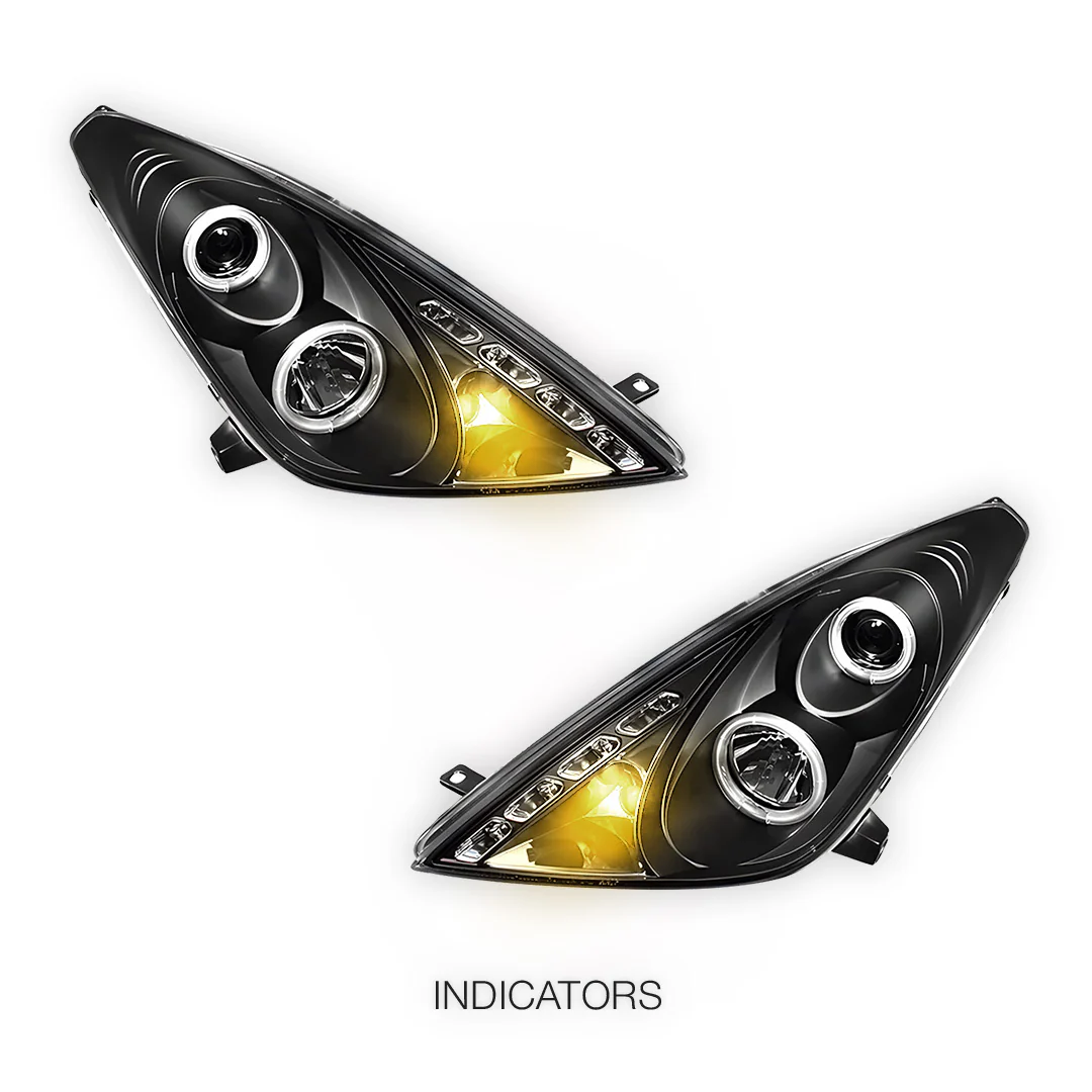 Toyota Celica (2000 - 2005) Black CCFL Angel Eyes Projector Headlights LH + RH - Image 3