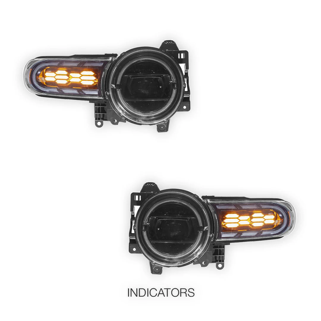 Toyota FJ Cruiser (2007 - 2020) Sequential Hexangonal Projector Headlights LH + RH - Image 3
