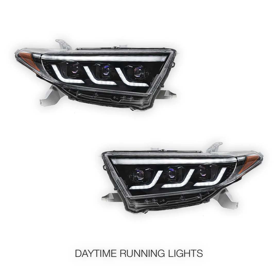 Toyota Highlander / Kluger XU40 (2011 - 2013) Sequential Black Full LED DRL Headlights LH + RH - Image 2