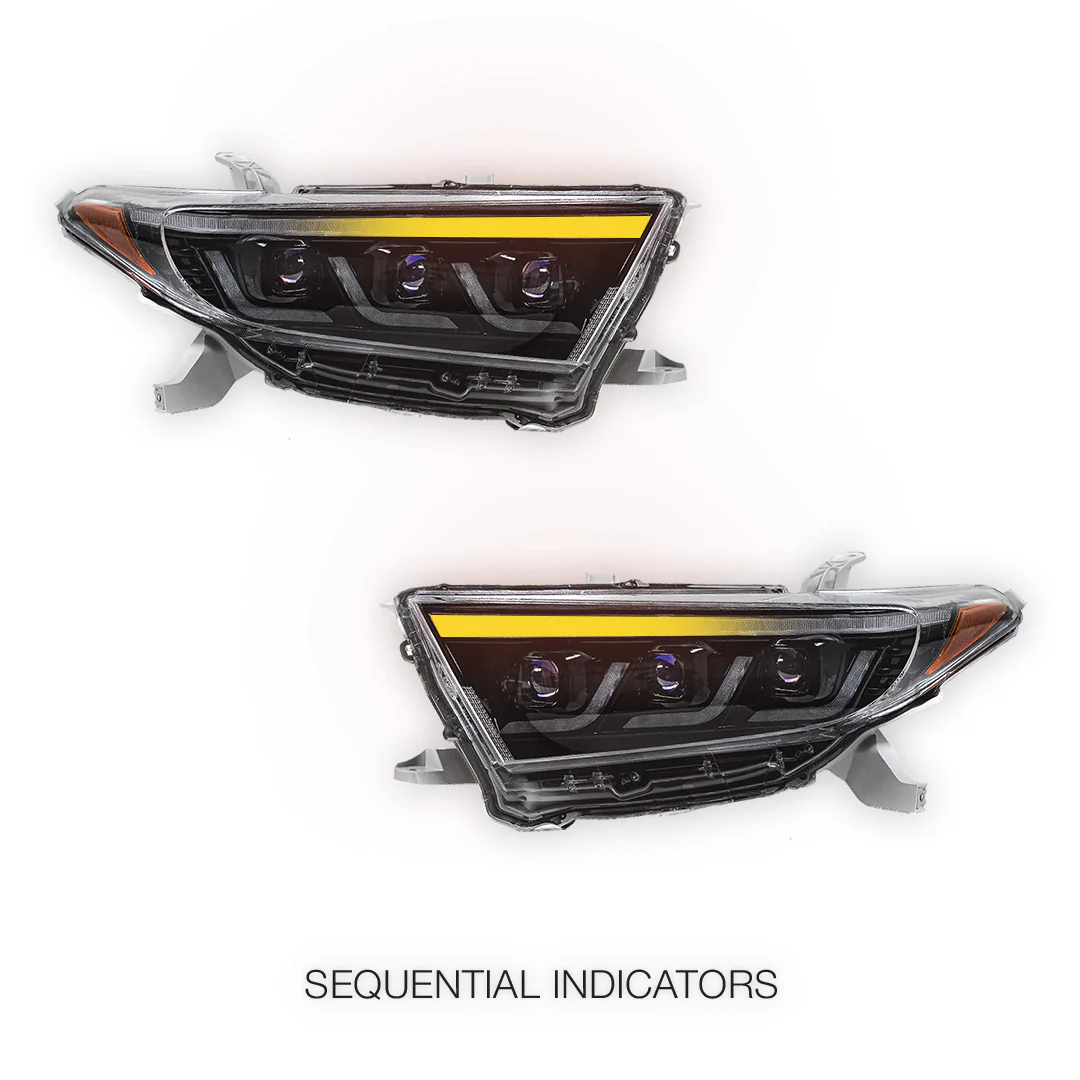 Toyota Highlander / Kluger XU40 (2011 - 2013) Sequential Black Full LED DRL Headlights LH + RH - Image 3
