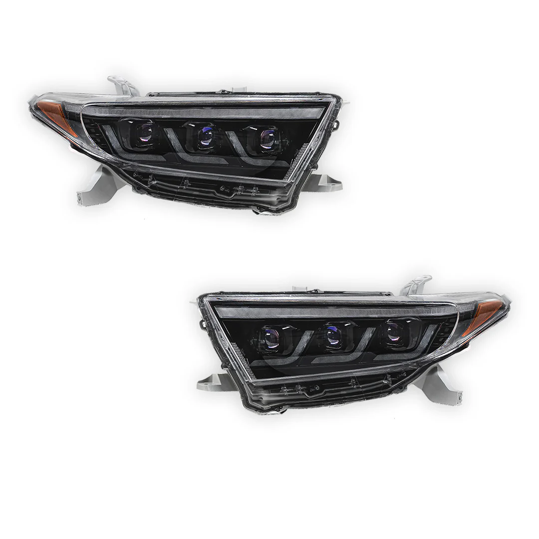 Toyota Highlander / Kluger XU40 (2011 - 2013) Sequential Black Full LED DRL Headlights LH + RH - Image 6