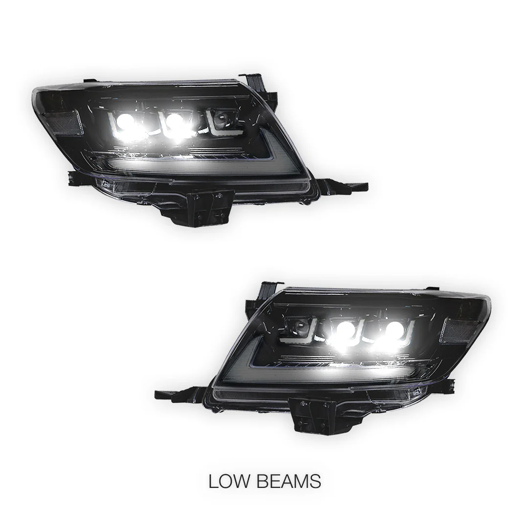 Toyota HiLux Vigo (2011 - 2015) Black Full LED Triple Projector Lens Headlights LH + RH - Image 5