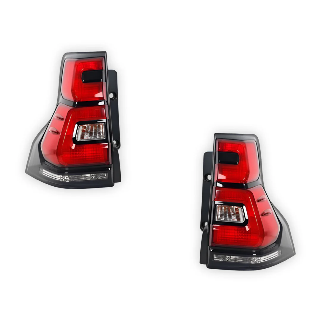 Toyota LandCruiser Prado 150 Series (2010 - 2018) Smoked Squared LED Tail Lights LH + RH - Image 6