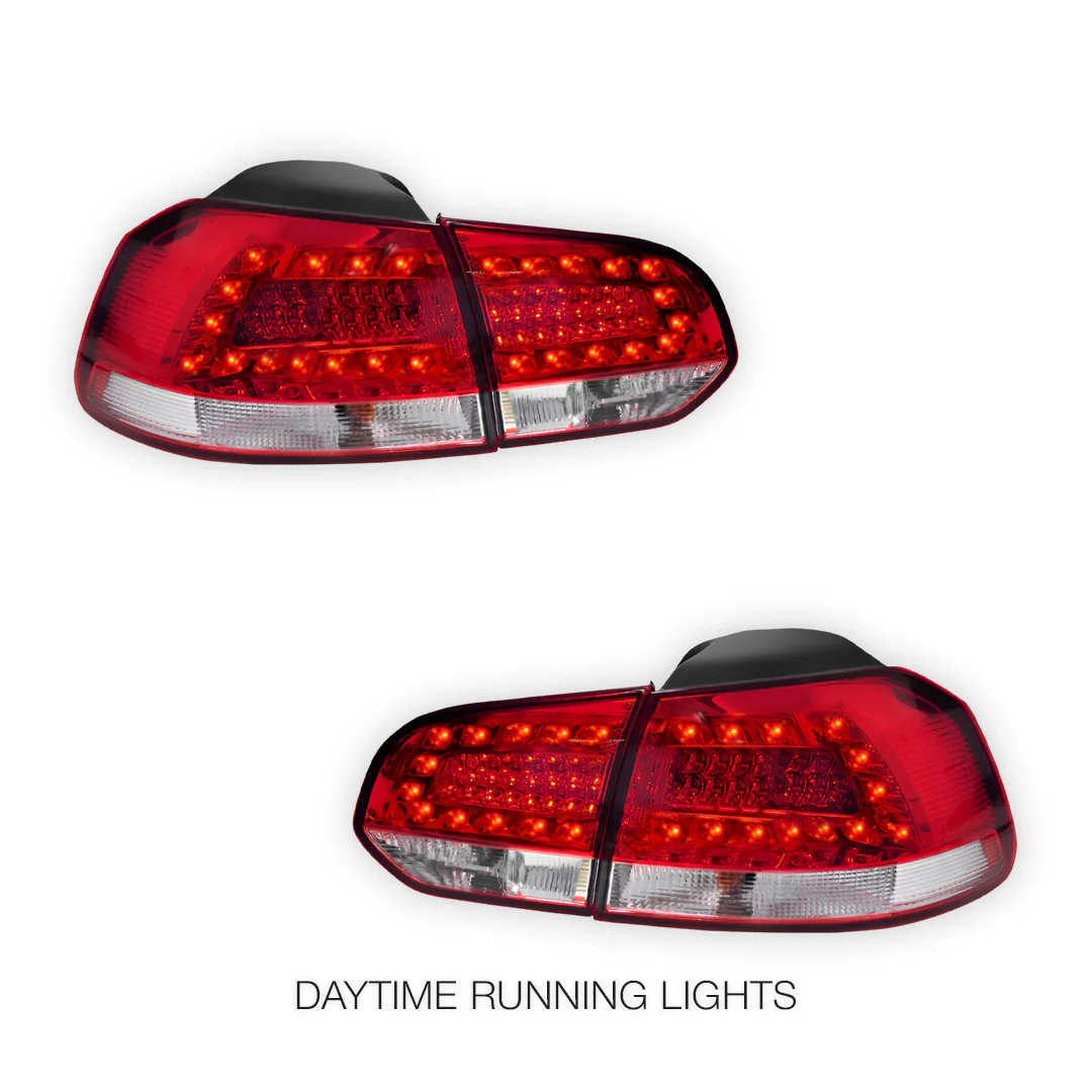 Volkswagen Golf MK6 (2009 - 2013) Classic Clear Red LED Tail Lights LH + RH - Image 3
