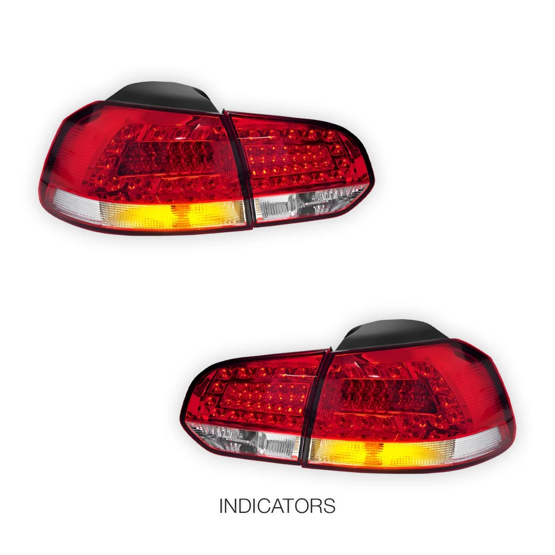 Volkswagen Golf MK6 (2009 - 2013) Classic Clear Red LED Tail Lights LH + RH - Image 5