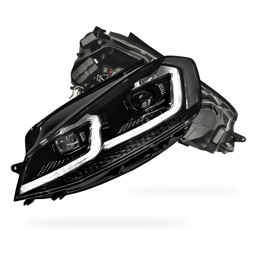 Volkswagen Golf MK7.5 (2018 - 2020) Black R Style DRL LED Projector With Sequential Indicators Headlights LH + RH