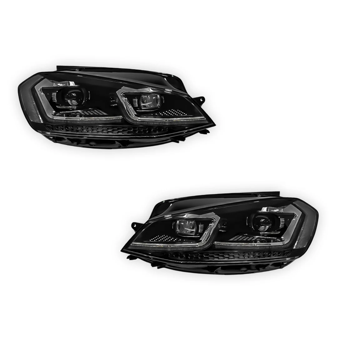 Volkswagen Golf MK7.5 (2018 - 2020) Black R Style DRL LED Projector With Sequential Indicators Headlights LH + RH - Image 6