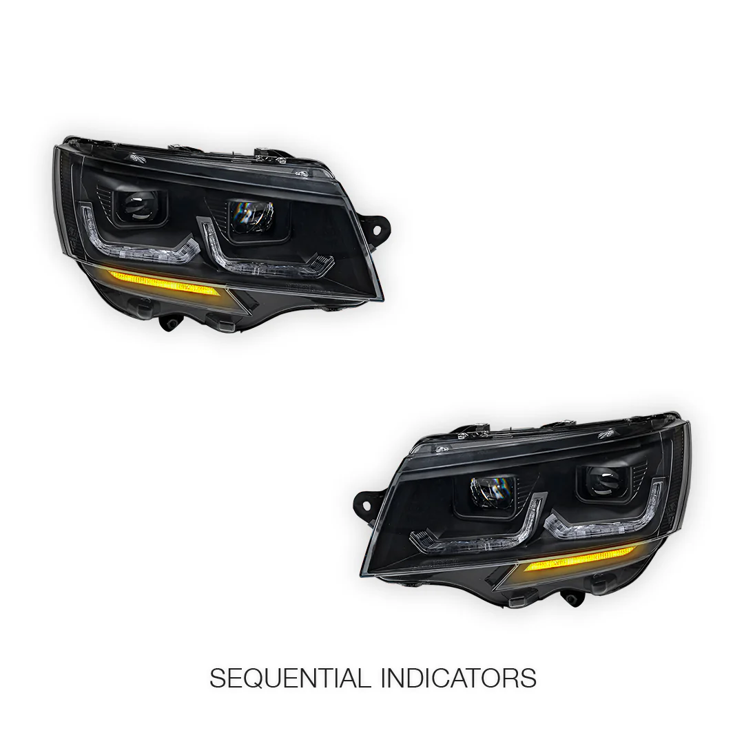 Volkswagen Multivan T6.1 (2020 - 2024) Black DRL LED Projector With Sequential Indicators Headlights LH + RH - Image 3